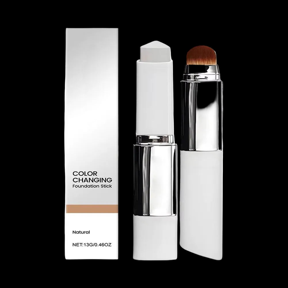 Color Changing Foundation Stick Brightens Concealer Stick Ouble Head with Brush Lightweight Moisturizing Brightening Cosmetics